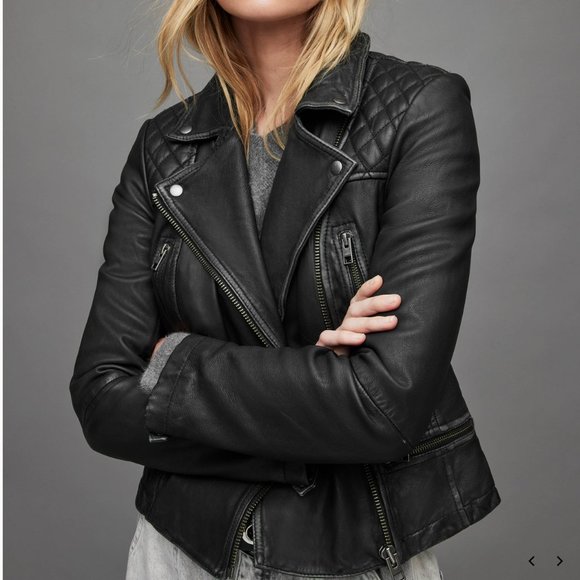 All Saints Black Leather Jacket - Picture 1 of 11